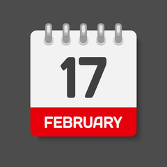 Icon day date 17 February, template calendar page