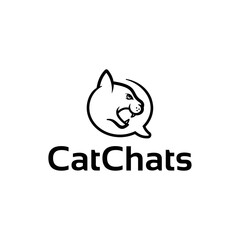 Cat and Bubble Chat Logo Design 