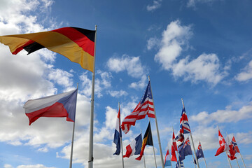 flags of the nations flying during the international meeting