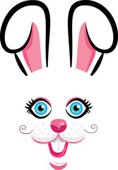 Kawaii Rabbit face. Vector illustration. Rabbit symbol of 2023 year. Design for Easter, New year 