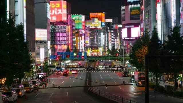 Time lapse of Kabukicho district in Shinjuku in Tokyo, Japan