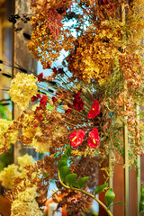 dry flowers bouquet near window