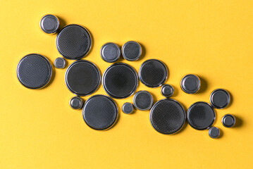 Set of button cell or coin battery top view
