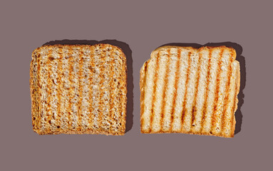 Roasted toast on brown pastel background