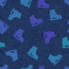 Winter sports shoes seamless ice skates pattern for Christmas wrapping paper and kids clothes print and fabrics