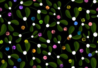 Christmas seamless mistletoe floral pattern for new year wrapping paper and fabrics and kids and notebooks