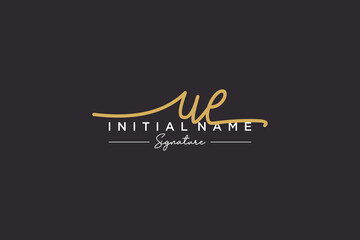 Initial UE signature logo template vector. Hand drawn Calligraphy lettering Vector illustration.