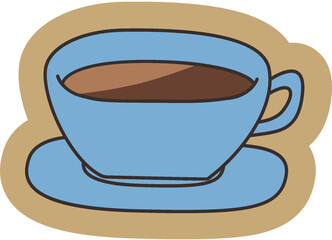 Food and drink sticker, coffee cup, blue mug sticker.