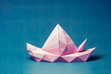 3D Cute Low Poly Paper Boat Illustration