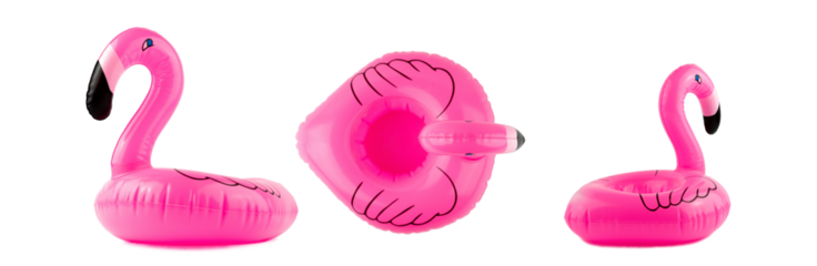 Flamingo isolated. Pink inflatable flamingo for summer beach isolated on white background. Pool float party.