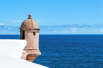 Barra Lighthouse in Salvador on a sunny summer day.
Sea on the coast of Bahia with a lighthouse that served as a fort to protect Brazil