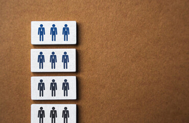 Hierarchy of the company and career lift. Links of the hierarchical business chain. Departments,...