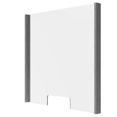 3d rendering illustration of a plexiglass sneeze guard panel