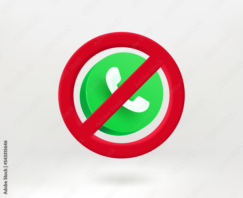 Poster do not call concept with green button. 3d vector illustration