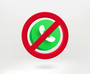 Do not call concept with green button. 3d vector illustration
