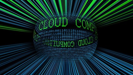 Obraz premium Cloud computing binary data sphere