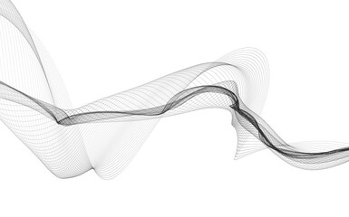 Abstract background with monochrome wave lines on white background.