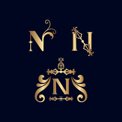 cosmetic gold brand logo letter N