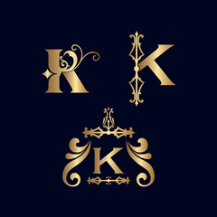 cosmetic gold brand logo letter K