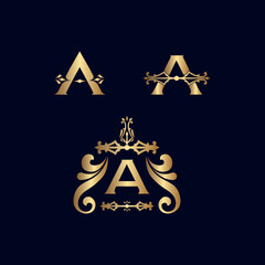 cosmetic gold brand logo letter A