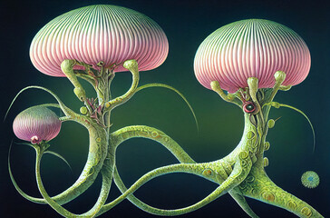 Strange plants fantasy illustration