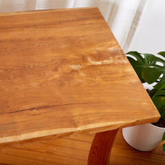 Vintage arts and crafts monumental solid teak slab table, heirloom wooden furniture leg detail....