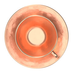 3d rendering illustration of a pure copper tea cup