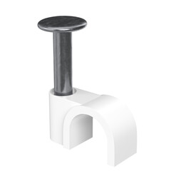 3d rendering illustration of a PVC cable clip