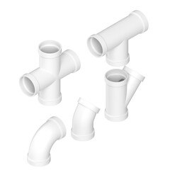 3d rendering illustration of some PVC pipe joints