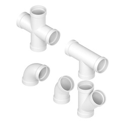 3d rendering illustration of some PVC pipe joints