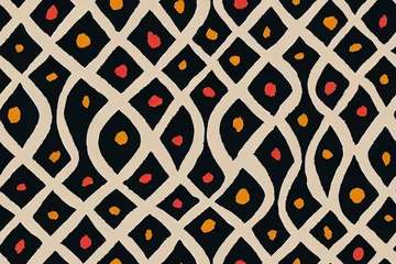Aluminium Prints Boho Style Colorful ikat pattern in vintage style. Elegant ethnic background. Hand drawn oriental art. Seamless geometric vintage texture.