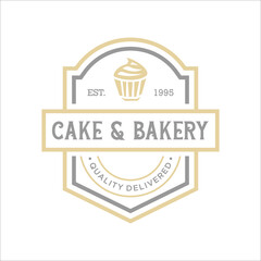 cake and bakery retro vintage logo design