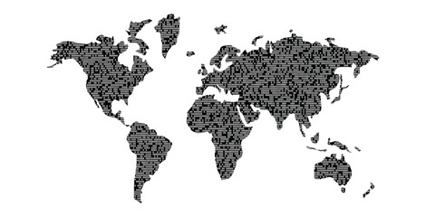 world map background with binary effect