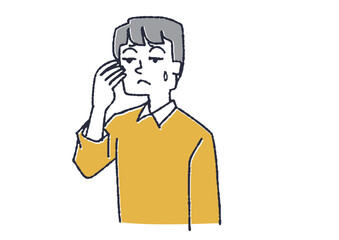 瞼が重い男性　眼精疲労や目の病気に関するイラスト