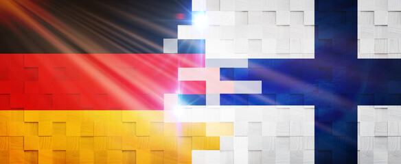 Creative Flags Design of (Germany and Finland) flags banner, 3D illustration.