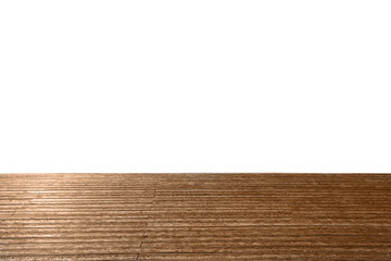 Empty wooden surface isolated on white. Mockup for design