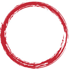 Red circle brush stroke vector isolated on white background. Red enso zen circle brush stroke. For stamp, seal, ink and paintbrush design template. Grunge hand drawn circle shape, vector