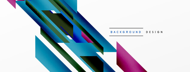 Minimal geometric abstract background. Dynamic 3d lines composition. Trendy techno business template for wallpaper, banner, background or landing