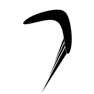 Boomerang Logo Icon With Speed Concept. Traditional Australian Hunting Gear In Black On A White Background. Great For Karma Logo And Cash Back.