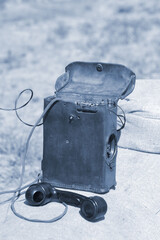 American original militray phone of WWII during historical reenactment of WWII