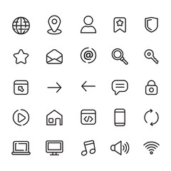 Set of web icons with simple line design isolated on white background