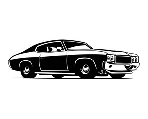 1970's silhouette muscle car isolated on white background side view. vector illustration available in eps 10.
