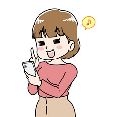スマホを持つ女性のイラスト