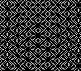 The geometric pattern with wavy lines. Seamless vector background. White and black texture. Simple lattice graphic design