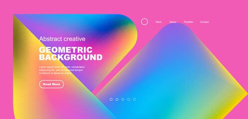 Geometric landing page background. Fluid colors and simple shapes abstract composition. Vector illustration for wallpaper, banner, background, leaflet, catalog, cover, flyer