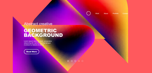 Geometric landing page background. Fluid colors and simple shapes abstract composition. Vector illustration for wallpaper, banner, background, leaflet, catalog, cover, flyer