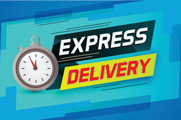 Express delivery word concept vector illustration with stopwatch style for use landing page, template, ui, web, mobile app, poster, banner, flyer, background, gift card, coupon, label