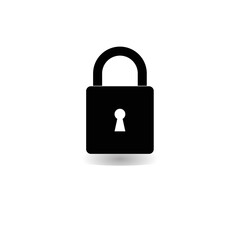 Closed Padlock vector Icon Illustration silhouette.