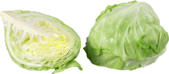 Close-up of green cabbage isolated on white background