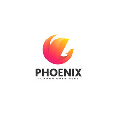 Vector Logo Illustration Phoenix Gradient Colorful Style.